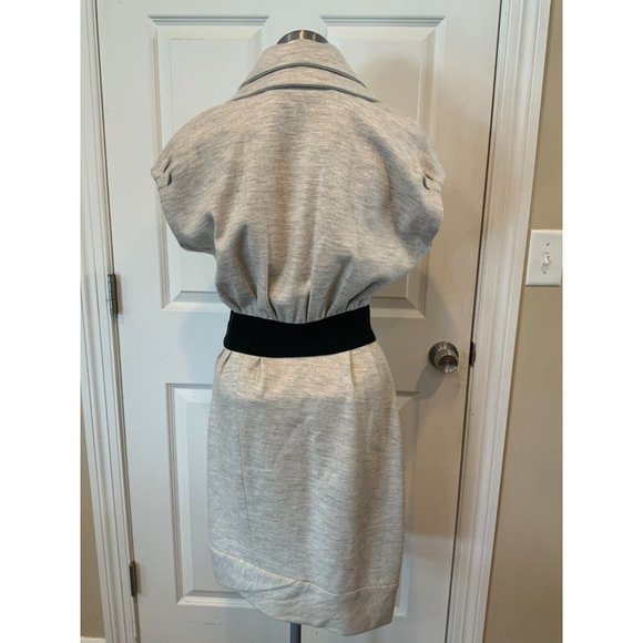 Yigal Azrouel Light Gray Fit & Flare Dress W/Oversized Double Collar Size 2 - Picture 7 of 10
